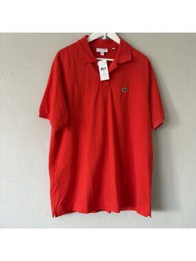NWT Lacoste Polo Shirt Mens XL Red Classic Fit 100% Cotton Short Sleeve
